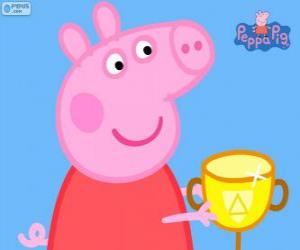 yapboz Peppa Pig bir fincan kazanır